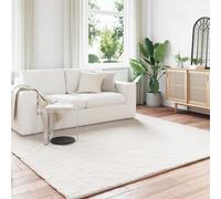 Faux Rabbit Fur Rug 200x200 cm Cream Polyester Plush Anti-Slip Indoor Warm Cozy