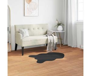 Faux Rabbit Fur Rug 50x80cm Black Polyester Anti-Slip Soft Cozy Mat Velvet-Feel