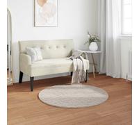 Faux Rabbit Fur Rug Beige Ø120 cm Polyester Anti-Slip Plush Velvet Round Luxury