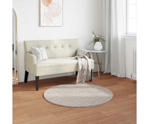 Faux Rabbit Fur Rug Beige Ø120 cm Polyester Anti-Slip Plush Velvet Round Luxury