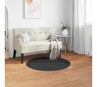 Faux Rabbit Fur Rug Black Ø120cm Polyester Plush Round Elegant Luxury Cozy Ultra