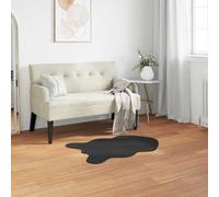 Faux Rabbit Fur Rug Black 80 x 120 cm Polyester Plush Anti-Slip Soft Indoor Warm