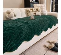 Faux Rabbit Fur Sofa Cushion Cover - Thick & Super Soft, Non-Slip Washable Pet-Friendly Pad for 1-3 Seater & L-Shape Couches Green 90 * 260cm/35.43 * 102.36in