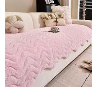 Faux Rabbit Fur Sofa Cushion Cover - Thick & Super Soft, Non-Slip Washable Pet-Friendly Pad for 1-3 Seater & L-Shape Couches Pink 110 * 260cm/43.31 * 102.36in