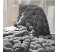 Faux Rabbit Fur Throw Blanket Fluffy Throws Blanket Warm Cozy Fluffy Blanket Throw Luxury Decorative Blanket Throw Reversible Thickness Skin Friendly Plush Throw Blanket 51×63in (Light Grey)
