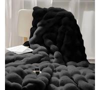 Faux Rabbit Fur Throw Blanket Fluffy Throws Blanket Warm Cozy Fluffy Blanket Throw Luxury Decorative Blanket Throw Reversible Thickness Skin Friendly Plush Throw Blanket 51×63in (Dark Grey)