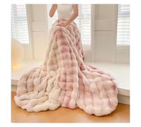 Faux Rabbit Fur Throw Blanket,New Ultra Soft Cozy Plush Reversible Blanket,Winter Warm Bubble Blanket Bedspread Use for Couch Bed Sofa Travel(Pink,180 * 200cm)