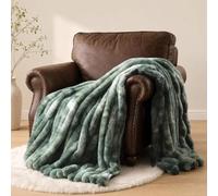 Faux Rabbit Fur Throw Blanket, Tie Dye Green Fluffy Blanket, 125x150cm