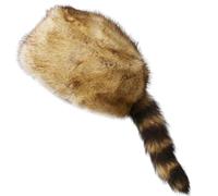 Faux Raccoon Tail Hat,Funny Party Hats Coonskin Cap with Plush Furry Tail,Daniel Boone Hat for Cold Weather Winter