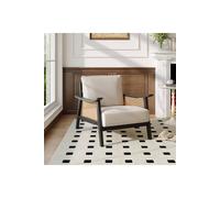 Faux Rattan Accent Wooden Single Sofa Chair in Beige The hot sale Beige