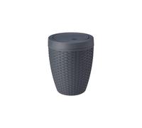 Faux Rattan Round Swing Lid Bathroom Bin, Charcoal, 517488
