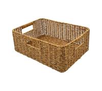 Faux Rattan Storage Basket - 38 x 26 x 13 cm Woven Waterproof Organizer | Rustic PP Laundry Basket, Trattan Weaving Storage Baskets, Decorative Home Container For Bathroom Bedroom Kitchen Pantry Dorm