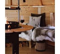 Faux Reindeer Rug, 90cm x 115cm, Machine Washable, Luxuriously Soft, Cruelty-Free. (Brown and White)