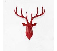 Faux Resin Animal Head Wall Decor, Rustic Antler Statue for Home and Hotel Interior Design