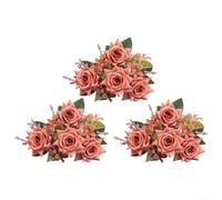 Faux Rose Bouquet for Entryway Decor Wedding Ceremony Backdrops and Studio Portrait Featuring Three Piece Silk Flower Arrangement (Brown)