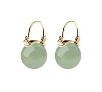 Faux Round Jade Small Huggie Hoop Earring for Women Chinese Vintage Style Hypoallergenic Tiny Dainty Cuff Mini Hoops Daily Evening Party Accessorie Gift Chic Valentine's Day Cocktail, Metal, No