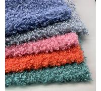 Faux Sheepskin Fur Sherpa Fleece Fabric Curly Hair Lambskin Thermal Lined Material for Shoe Coat Lining Dressmaking DIY Crafts Decoration(Size:45 * 40cm,Color:Light Green)