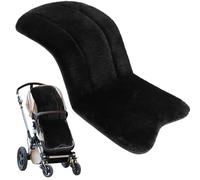 Faux Sheepskin Pram Liner 30x15 Inch Universal Thick Soft Breathable Baby Stroller Seat Pad (Black)