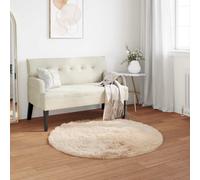Faux Sheepskin Rug Beige Ø120 cm Polyester Plush Round Cozy Living Room Soft XL