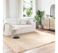 Faux Sheepskin Rug Beige 240x240 cm Polyester High Pile Extra Soft Plush Square