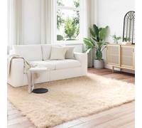 Faux Sheepskin Rug Beige 240x240 cm Polyester High Pile Extra Soft Plush Square