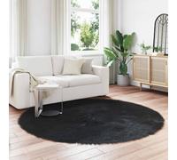 Faux Sheepskin Rug Black Ø200cm Polyester Plush Round Cozy Living Room ShearLux