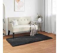 Faux Sheepskin Rug Black 80x150 cm Polyester Plush Soft Rectangular Indoor Warm