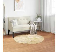Faux Sheepskin Rug Cream Ø120cm Polyester Plush Round Indoor Cozy Lux SoftDeluxe