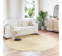 Faux Sheepskin Rug Cream Ø200 cm Polyester Round Cozy Modern Living Room Winter