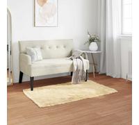 Faux Sheepskin Rug Cream 60x110cm Polyester Plush Soft Indoor Modern Warm6cmPile