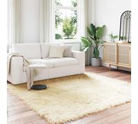 Faux Sheepskin Rug Cream Polyester Square 240x240 cm Extra Soft High Pile Warm