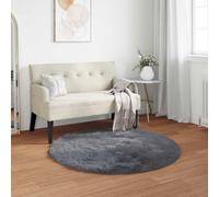 vidaXL Faux Sheepskin Rug, Anthracite, Diameter 100 cm, Polyester, Living Room: Modern, Minimalist Elegance with Neutral Tones and Functional Furniture for Contemporary Spaces and Relaxation