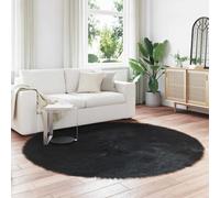 vidaXL Faux Sheepskin Rug, Black, Diameter 200 cm, Polyester, Living Room: Modern, Minimalist Elegance with Neutral Tones and Functional Furniture for Contemporary Spaces and Relaxation