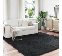 Faux Sheepskin Rug Tafalla Black 200 x 200 cm Polyester