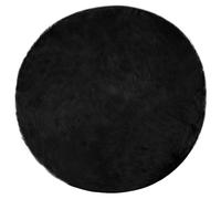 vidaXL Faux Sheepskin Rug, Black, Diameter 200 cm, Polyester, Living Room: Modern, Minimalist Elegance with Neutral Tones and Functional Furniture for Contemporary Spaces and Relaxation