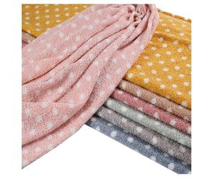 Faux Sheepskin Sherpa Fleece Fabric DIY Sewing Polka Dot Pattern Material Soft Curly Woolly Pile Fleece Polar Fleece Fabric for Throws Blankets Bed Covers Toys Linings, 50x160cm (Color : Dark Pink)