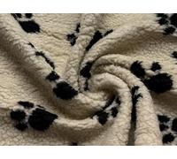 Faux Sherpa Fleece Sheepskin Fabric Material Cashmere with Black Paws 1MTR