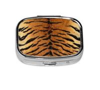 Faux Siberian Tiger Skin,Meta Pill Box 2 Compartment Medicine Case,Portable Organizer,Rectangle Meta Portable Organizer Pill Box 1132 Compartment Medicine Case