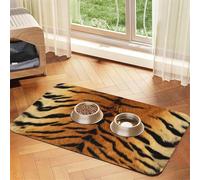 Faux Siberian Tiger Skin,Waterproof Pet Feeding Mat,PU Leather Placemats for Cat Dog Water Bowl,Food Mats,40x60cm