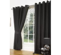 Faux Silk - Black - Eyelet Curtains - 66x54"/168x137cm