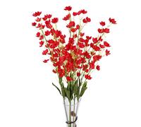 Faux Silk Bouquet Artificial Flowers, Two Tone Design Elegant Tall Vase Floral Arrangement Indoor Wedding Garden Decor
