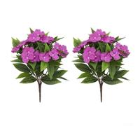 Faux Silk Impatiens Bouquet for Loft Industrial Style Interior Decor Artificial Balsam Floral Arrangement (Purple)