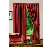 Faux Silk Readymade Pencil Pleated Copper Terracotta 46" x 72" Luxury Modern Fully Lined Curtains plus Tiebacks