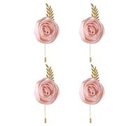 Faux Silk Rose Men Suit Boutonniere, Artificial Flower & Golden Leave Brooch Lapel Pin for Groom Groomsman Wedding Prom Dance Homecoming Party, 12-Pack, Polyester, no gemstone