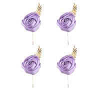 Faux Silk Rose Men Suit Boutonniere, Artificial Flower & Golden Leave Brooch Lapel Pin for Groom Groomsman Wedding Prom Dance Homecoming Party, 12-Pack, Polyester, no gemstone
