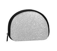 Faux Sparkly Silver Glitter Printed, Women's Storage Bag Shell Makeup Bag Small Coin Purse Shell Change Pouch