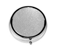 Faux Sparkly Silver Glitter PrintedMeta Pill Box 3 Compartment Medicine Case,Portable Organizer