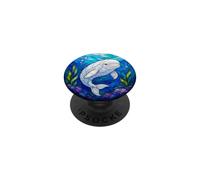 Faux Stained Glass Beluga Whale PopSockets Adhesive PopGrip