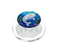 Faux Stained Glass Beluga Whale PopSockets PopGrip for MagSafe