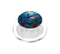 Faux Stained Glass Shark PopSockets PopGrip for MagSafe